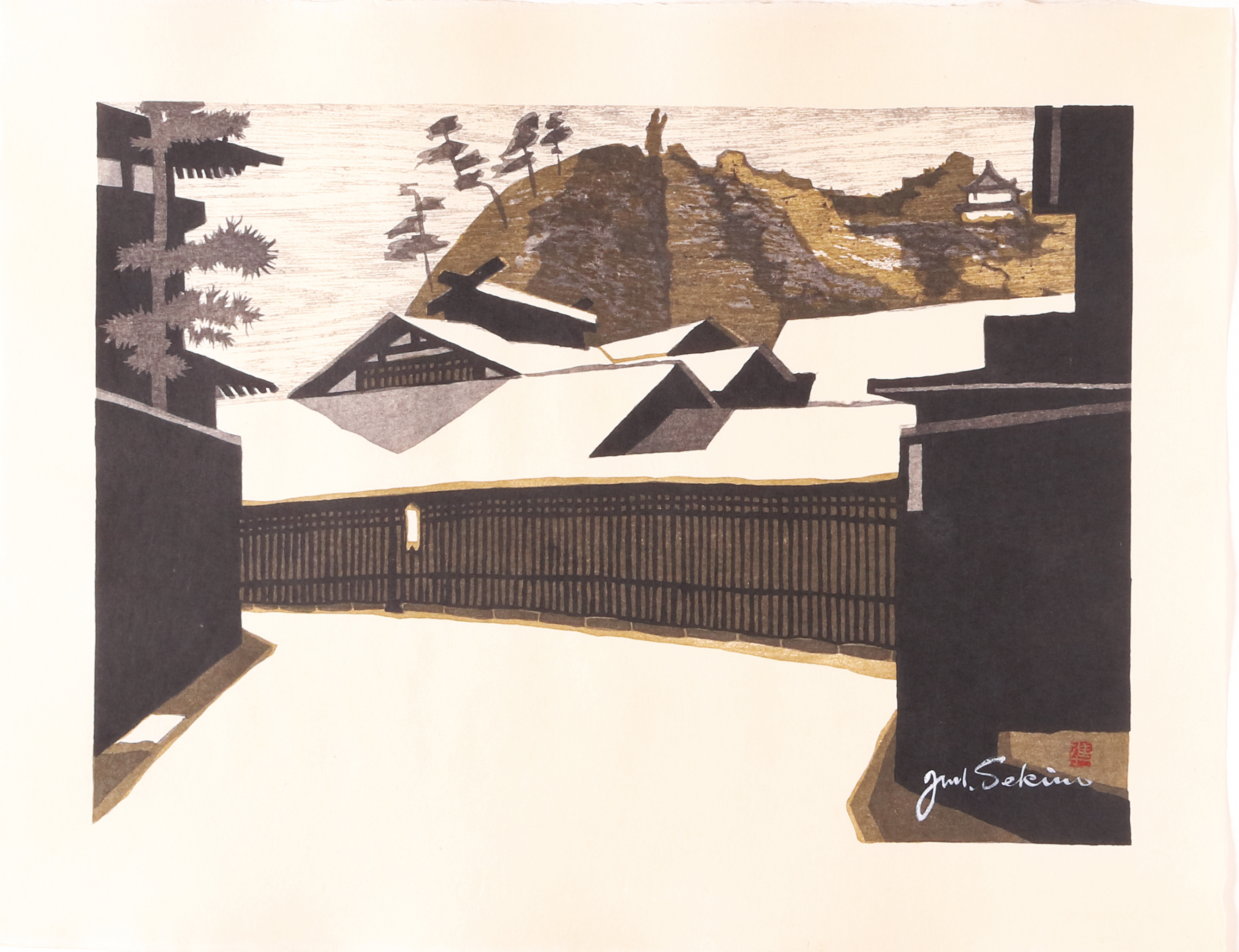 東海道五十三次岡崎（城と管生橋)関野準一郎画昭和44年（1974)出版