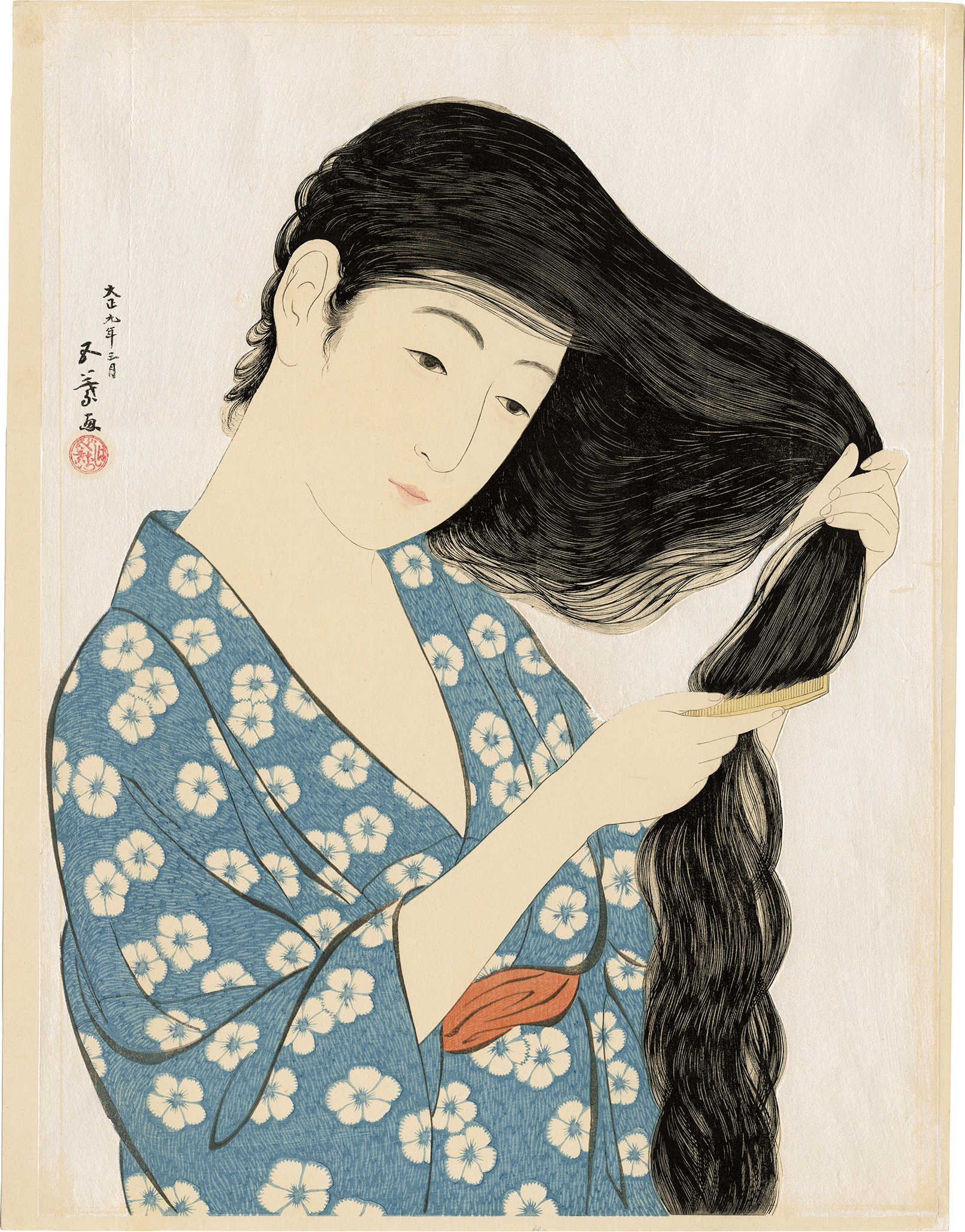 橋口五葉 彩色木版画髪梳ける女浮世絵美人画川瀬巴水北斎広重日本画深水根付蒔絵 橋口五葉 彩色木版画髪梳ける女浮世絵美人画川瀬巴水北斎広重日本画